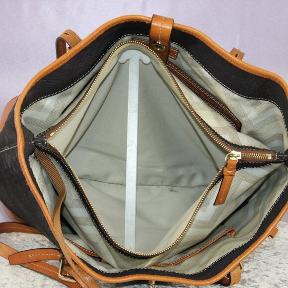 Dooney & Bourke Python Embossed Leather Tote – Black/Tan Trim - Picture 7 of 17